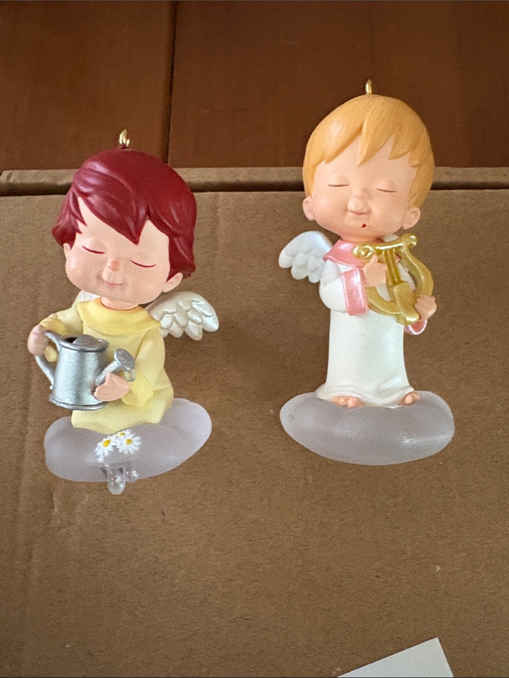 Pair of Ceramic Hallmark 97&2001 Angel Ornaments